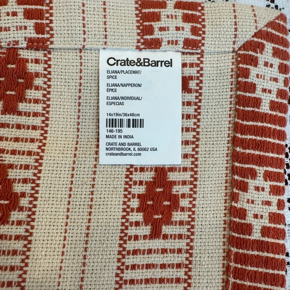 Crate & Barrel Spice & Cream Placemats – Set of 4 – EUC